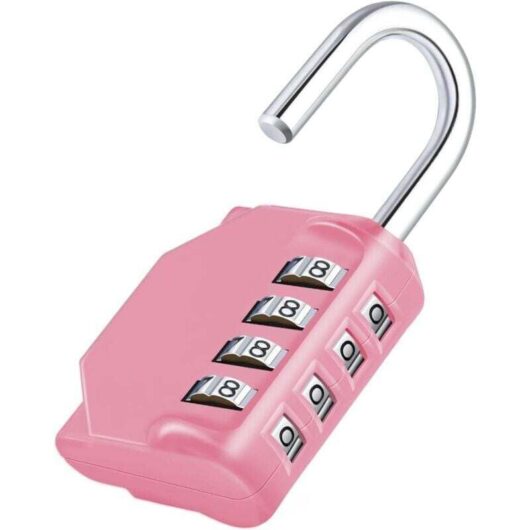 Mumu - Code Locker for College Locker, Code Lock for Sports, College, School Locker, 4-Digit Outdoor Padlock for Gate, Garden Shed, Pink
