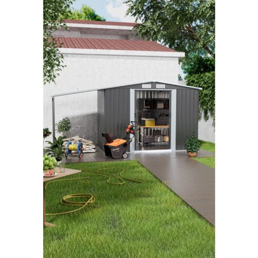 Outdoor Metal Storage Shed with Lean-to