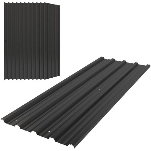 Pack of 12 Metal Roofing Sheets for Greenhouse and Shed Black - Outsunny