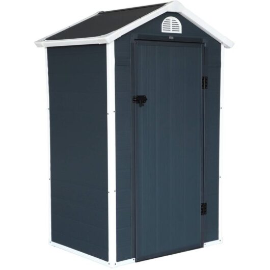 Plastic garden shed 1.39 m², anthracite, Aluminium and steel frame, 134 x 104 x 204cm