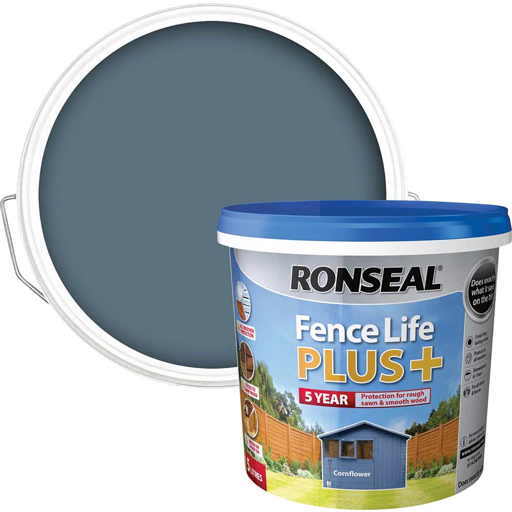 Ronseal Fence Life Plus 5 Year Protection Shed & Fence Paint Cornflower 5l