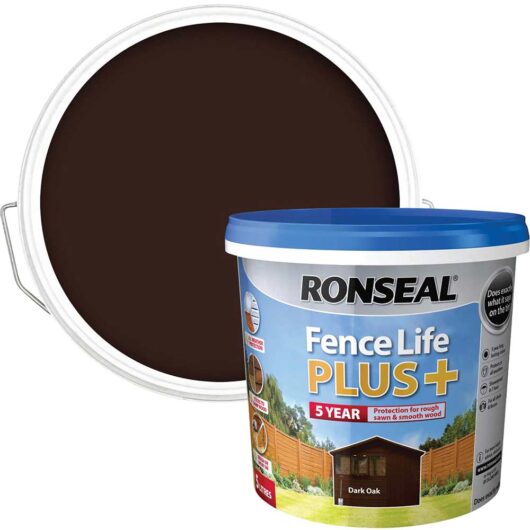 Ronseal Fence Life Plus 5 Year Protection Shed & Fence Paint Dark Oak 5l