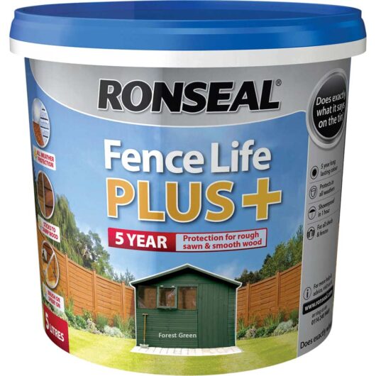 Ronseal Fence Life Plus 5 Year Protection Shed & Fence Paint Forest Green 5l
