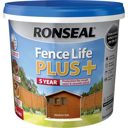 Ronseal Fence Life Plus 5 Year Protection Shed & Fence Paint Medium Oak 5l