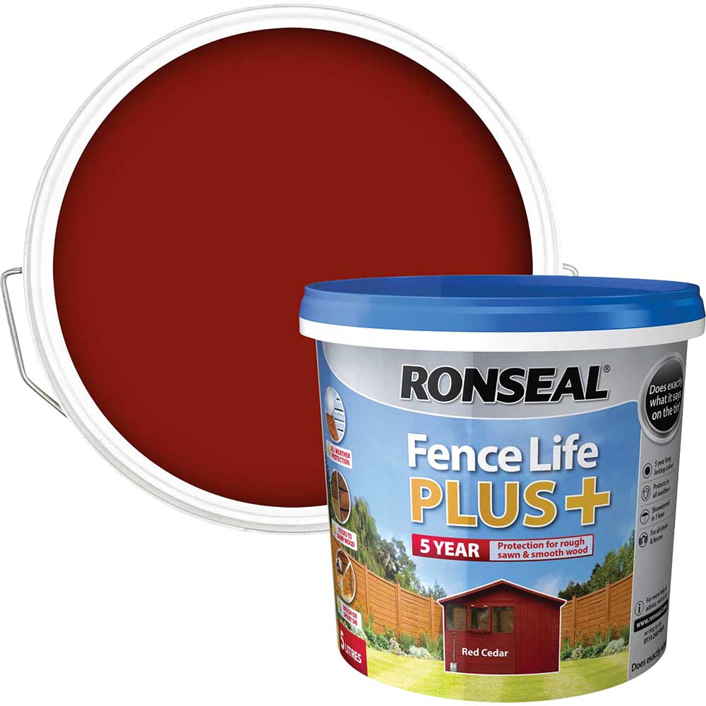 Ronseal Fence Life Plus 5 Year Protection Shed & Fence Paint Red Cedar 5l