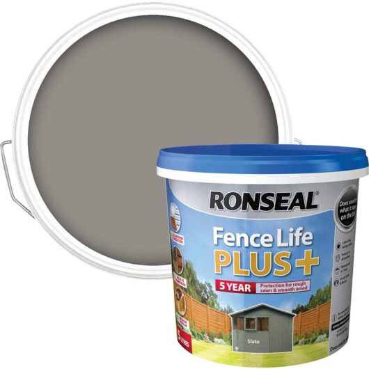 Ronseal Fence Life Plus 5 Year Protection Shed & Fence Paint Slate 5l