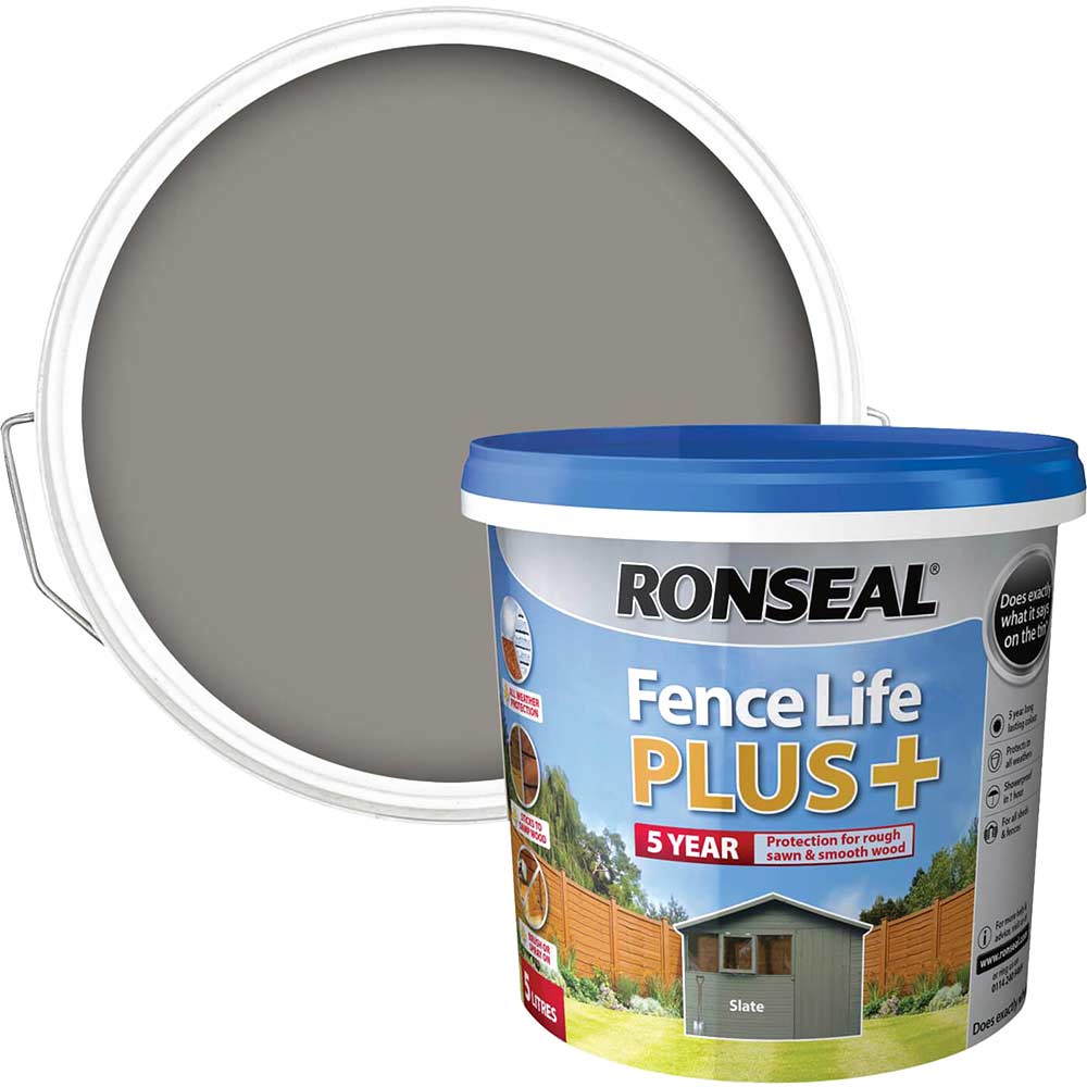 Ronseal Fence Life Plus 5 Year Protection Shed & Fence Paint Slate 5l