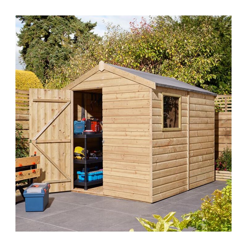 Rowlinson - 8x6 Shiplap Apex Shed Single Door with Window