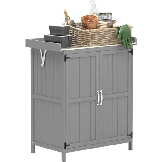 Wooden Garden Storage Shed w/Hinged Roof and Shelf, Grey - Outsunny