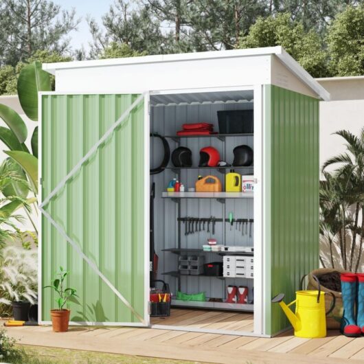 Yodolla - 3x5FT Garden Metal Storage Shed with Lockable Door Utility Room Tool Shed For Garden,Green