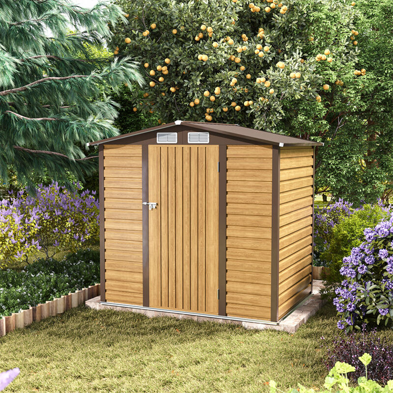 189.8CM Outdoor Galvanized Steel Tawny Storage Shed