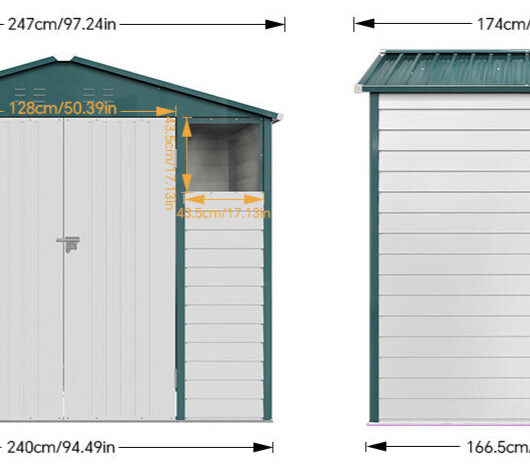 8x5.7FT Metal Apex Roof Garden Storage Shed