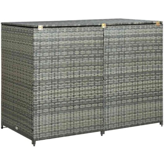 Double Wheelie Bin Shed Poly Rattan Anthracite 148x77x111 cm Vidaxl