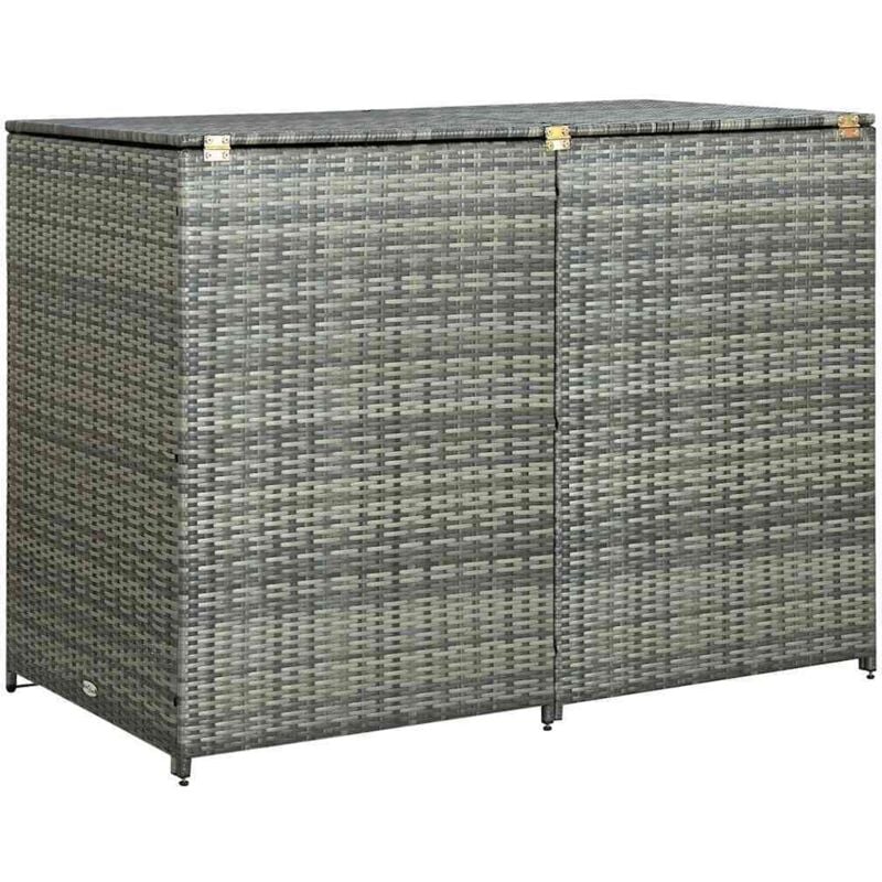 Double Wheelie Bin Shed Poly Rattan Anthracite 148x77x111 cm Vidaxl