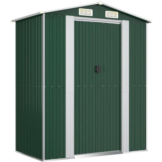Garden Shed Green 192x108x223 cm Galvanised Steel Vidaxl