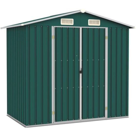 Garden Shed Green 205x129x183 cm Galvanised Steel vidaXL