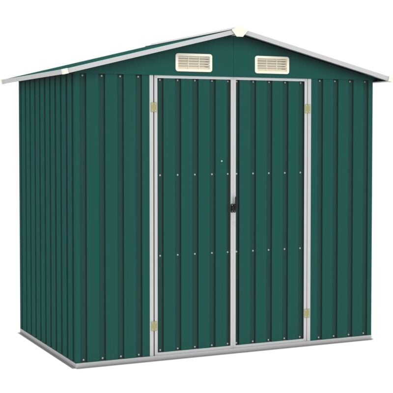Garden Shed Green 205x129x183 cm Galvanised Steel vidaXL