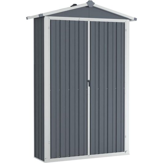 Garden Shed Grey 116x45x175 cm Galvanised Steel vidaXL