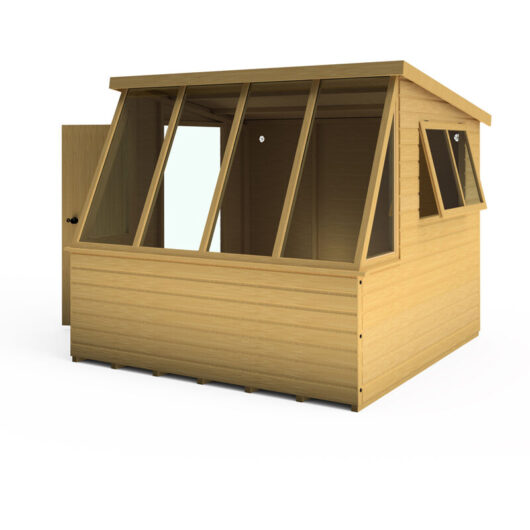 Iceni 8 x 8 Feet Potting Shed Pre Hung Doors with Opening Glass Side Window Style a