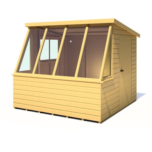 Iceni 8 x 8 Feet Potting Shed Pre Hung Doors with Opening Glass Side Window Style b