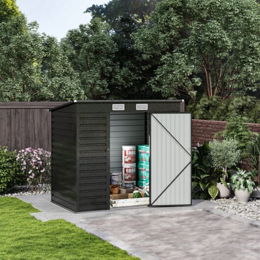 Livingandhome - 191cm w Bike Shed Outdoor Galvanized Steel Storage Shed