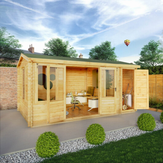 Mercia Contemporary 10' 3" x 16' 11" Reverse Apex Log Cabin - Premium 19mm Cladding Loglap
