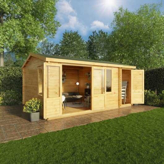 Mercia Elite 13' 6" x 16' 11" Apex Log Cabin - Premium 34mm Cladding Loglap