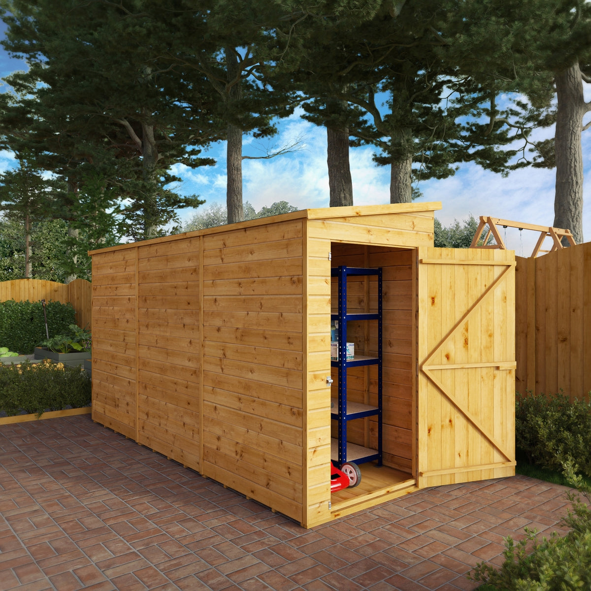 Mercia Modular 12' 1" x 4' 2" Pent Shed - Premium Dip Treated Shiplap Windowless