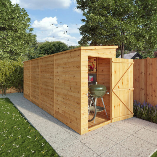 Mercia Modular 16' x 4' 2" Pent Shed - Premium Dip Treated Shiplap Windowless