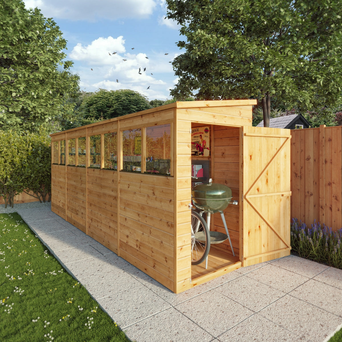Mercia Modular 16' x 4' 2" Pent Shed - Premium Dip Treated Shiplap
