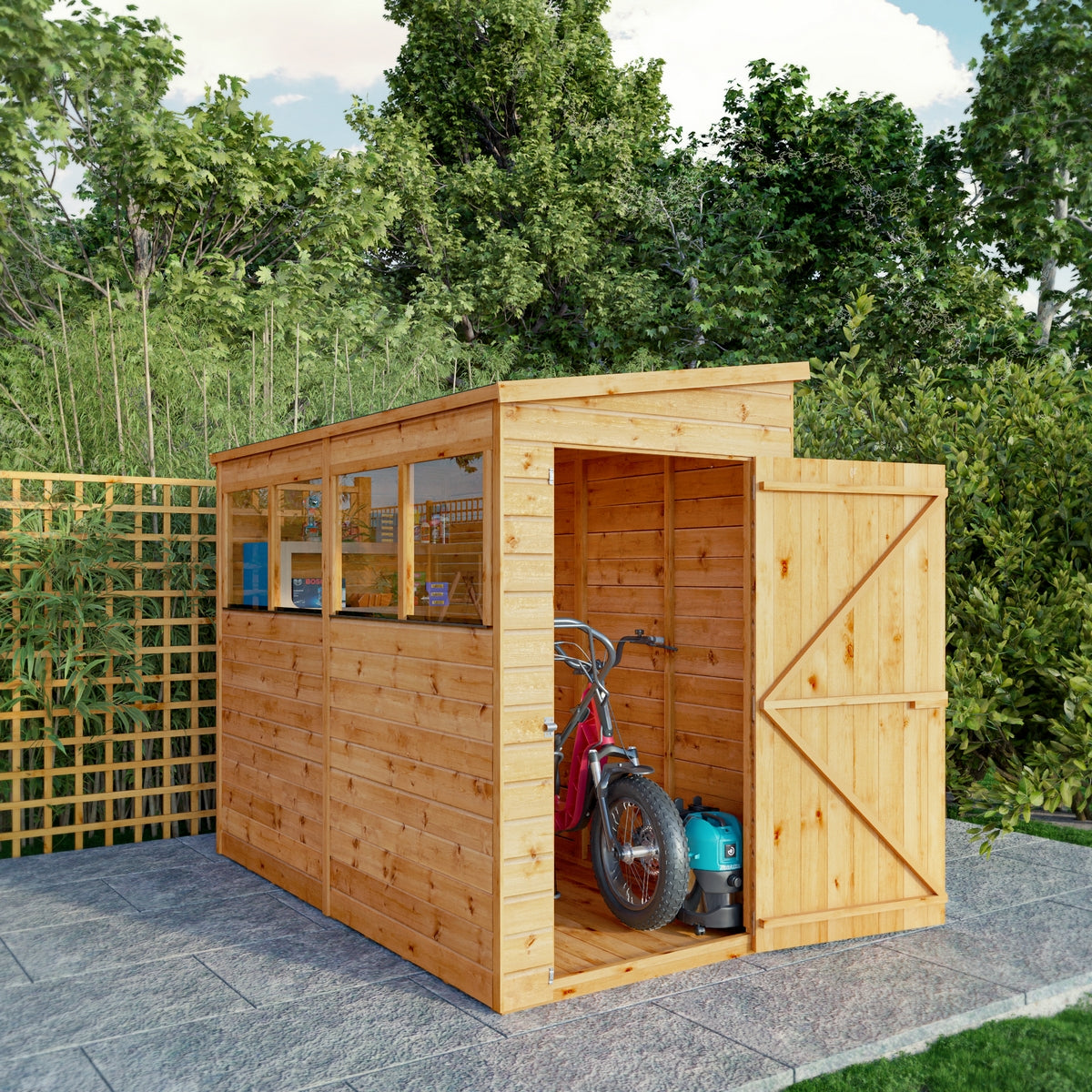 Mercia Modular 8' 3" x 4' 2" Pent Shed - Premium Dip Treated Shiplap