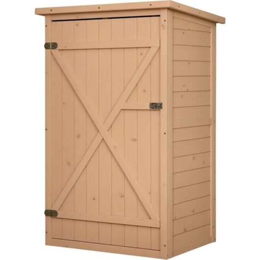 Outsunny - Garden Shed Outdoor Tool Storage w/ 2 Shelve 75 x 56 x115cm Natrual Wood