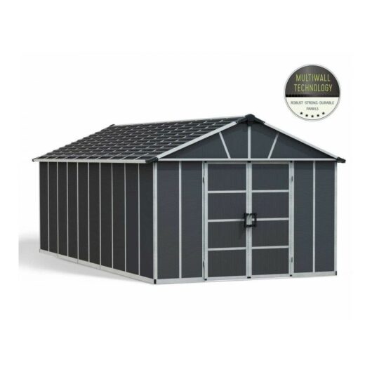 Palram - Yukon 11X21.3 Shed + Floor Wpc - Polycarbonate - L643 x W332 x H252 - Dark Grey