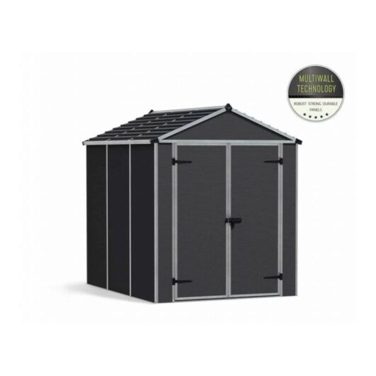 Rubicon Shed 6 x 8 Dark - Polycarbonate - L229 x W185 x H217 cm - Dark Grey