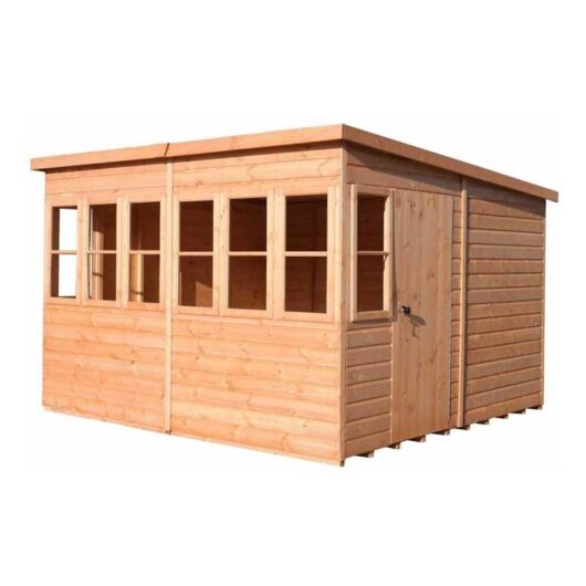 Sun Pent 10 x 6 Feet Single Door with Eight Windows Dip Treated Wooden Garden Potting Shed