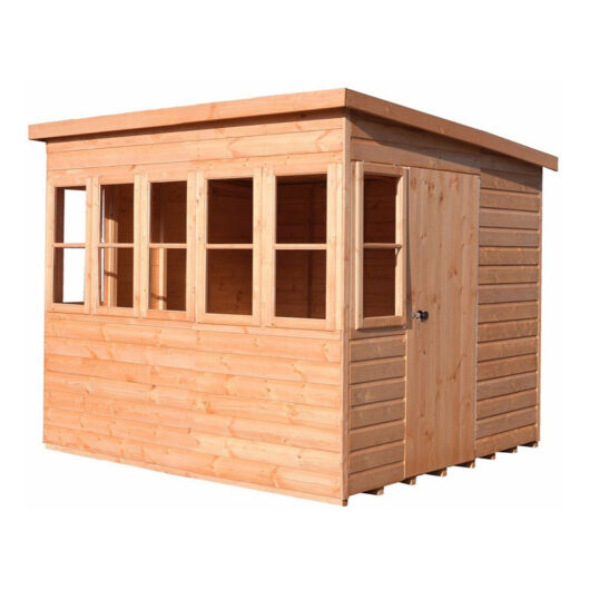 Sun Pent 8 x 6 Feet Single Door with Seven Windows Dip Treated Wooden Garden Potting Shed