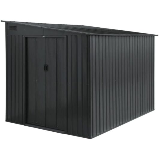 Sweeek - Steel garden shed 5.5 m² with anchoring kit anthracite l 212.5 x w 258 x h 195 cm - Lome