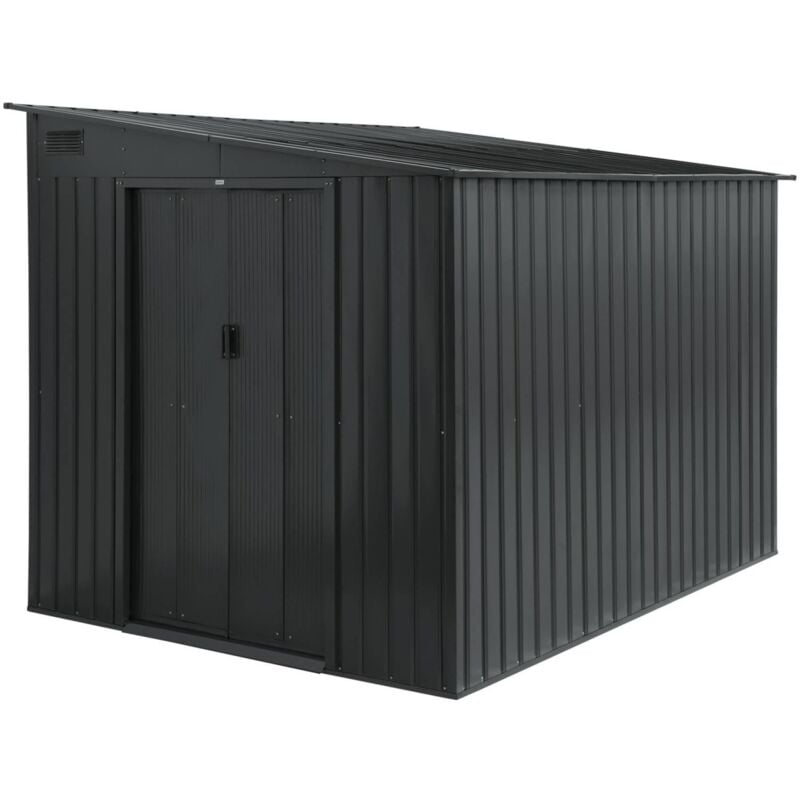 Sweeek - Steel garden shed 5.5 m² with anchoring kit anthracite l 212.5 x w 258 x h 195 cm - Lome
