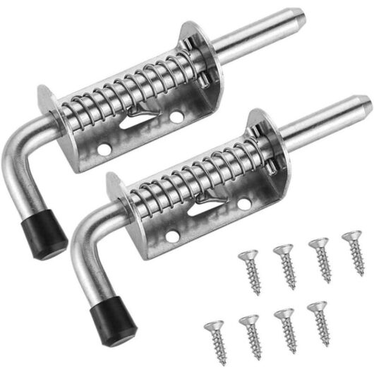 Tinor - 2pcs Garage Door Lock Gate Lock Door Lock Garden Shed Lock Spring Latch 304 Stainless Steel Door Bolt Sliding Doors Gates 128mm