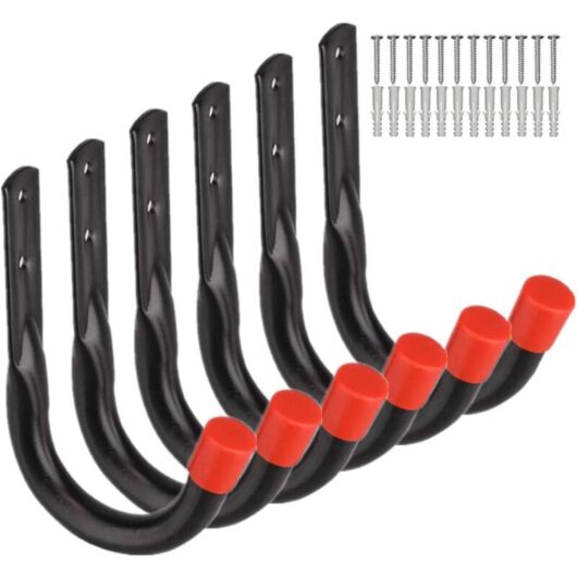Tinor - Heavy Duty Garage Storage Hooks, Universal Wall Mount, U-Shaped Wall Mount, Hanging Hooks for Bike, Chair, Ladder, Hose, Tools, Garden Shed