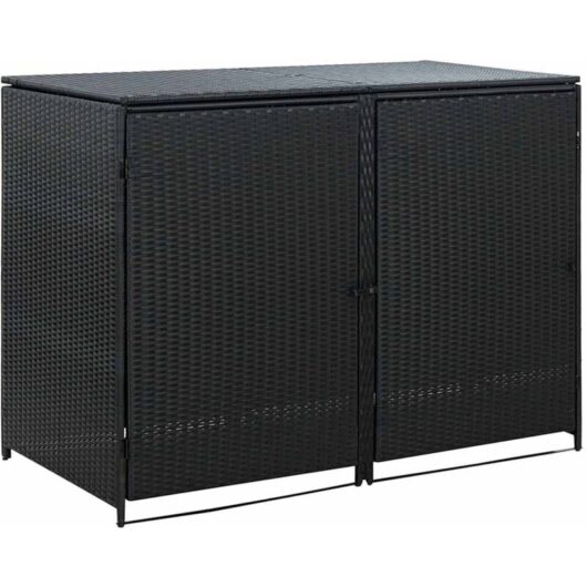 Vidaxl - Double Wheelie Bin Shed Poly Rattan Black 148x80x111 cm