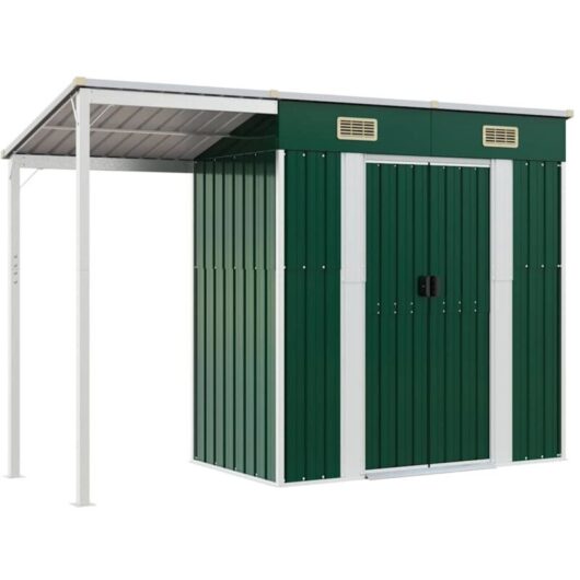 Vidaxl - Garden Shed with Extended Roof Green 277x107x181 cm Steel
