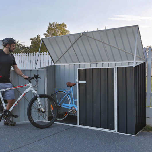 Absco 2' 6" x 7' 4" Pent Bike Store Steel Dark Grey - Premium