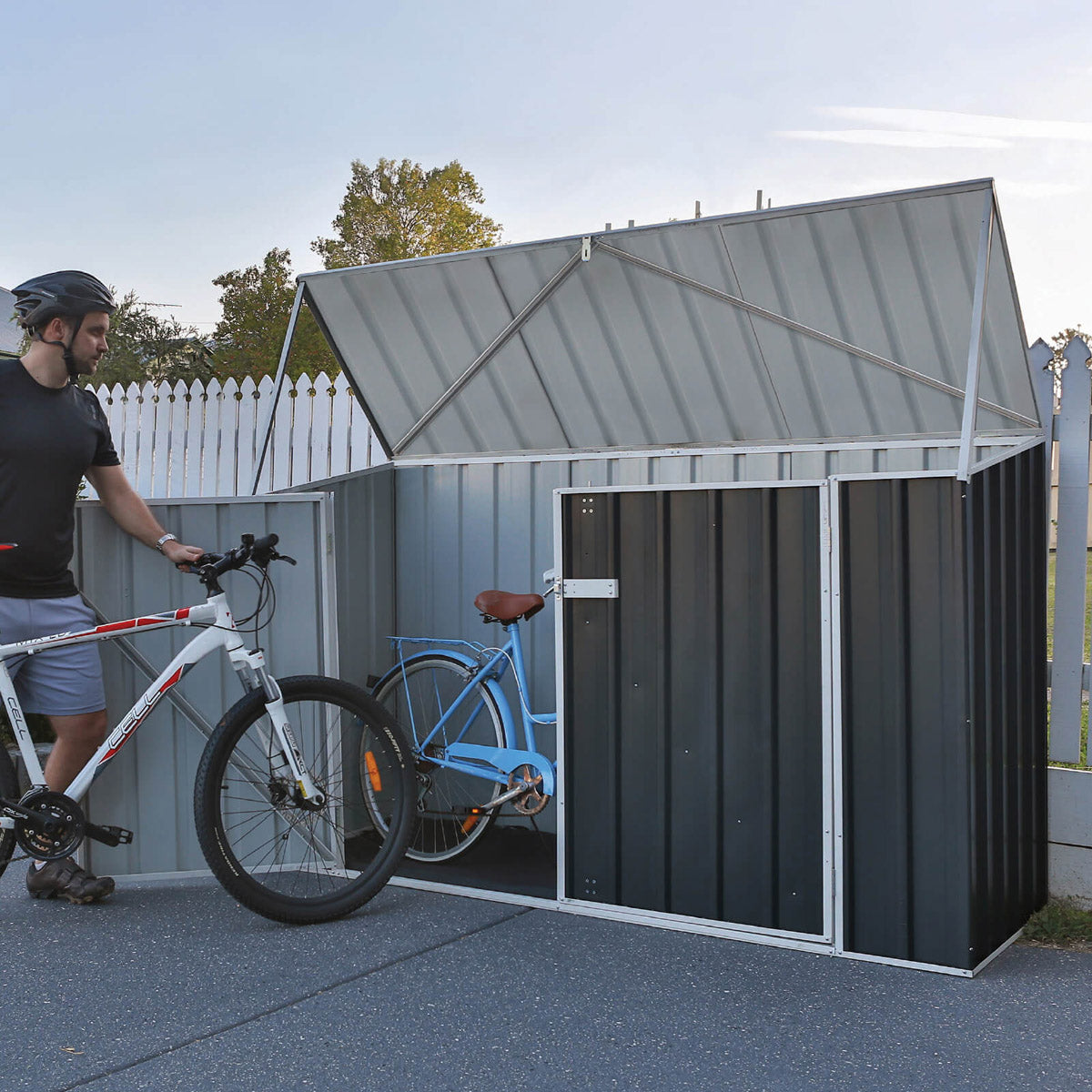 Absco 2' 6" x 7' 4" Pent Bike Store Steel Dark Grey - Premium