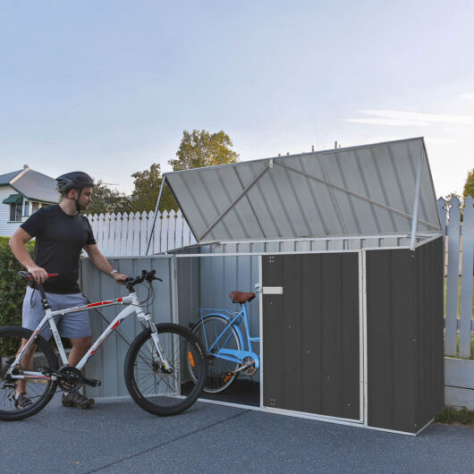 Absco 2' 6" x 7' 4" Pent Bike Store Steel Grey - Premium