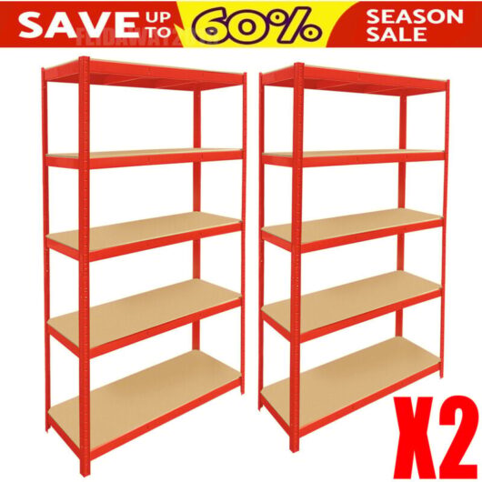 Briefness - 2X Racking Shelving 5 Tier Garage Storage Racks Heavy Duty Shelves Organization