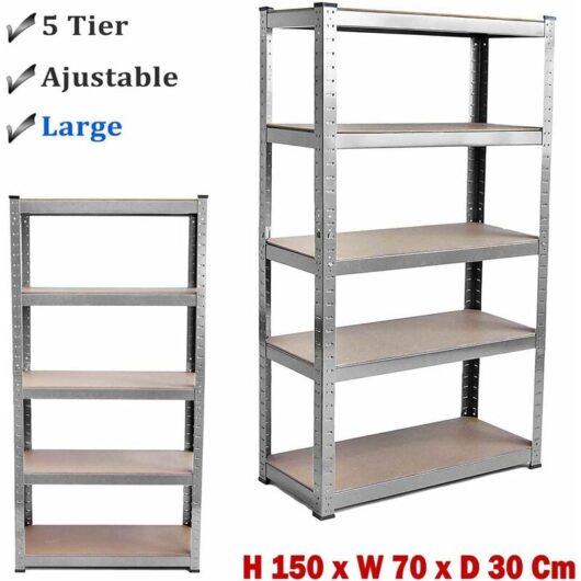 Briefness - 5 Tier Shelf Garage Shelving Heavy Duty Racking Unit Boltless Storage Shelves