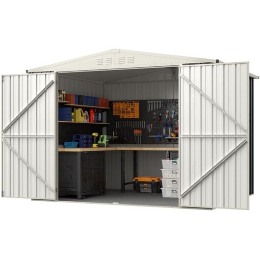 COSTWAY 246 x 193 CM Metal Outdoor Storage Shed Snap-on Structures