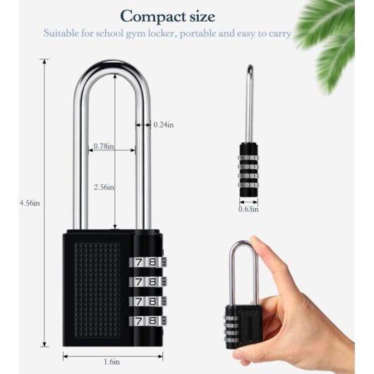 Ccykxa - 4 Digit Combination Padlock, Combination Lock, Coded Padlock for Gym, School, Gate, Shed, Garage, Storage, and Toolbox Combination Lock,