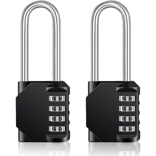Csparkv - Long Code Padlock Outdoor for Gate, Garden Shed, Large 4 Digit Code Padlock for Sports Locker, College, School, Combination Lock (2 Pieces,